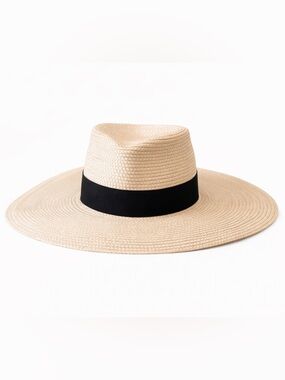 💋 Eric Javits Squishee® Daphne Fedora Hat Cream & Black Blocks 95% UVA/UVB Rays